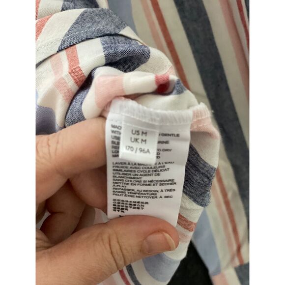 Anthropologie Maeve Womens Medium Chatham Striped Button Down Long Sleeve Pocket - Picture 12 of 13